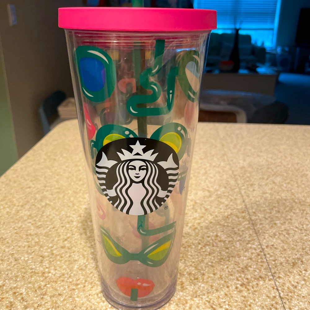 Starbucks,rare tumbler,2014,24oz,w/lid&straw,no cracks,scratches,stains.